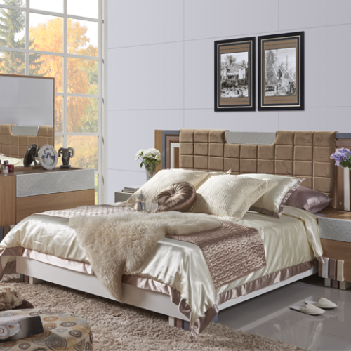 CHAMBRE A COUCHER 180X200 ref 1096 6 PORTES RED OAK 8026+MEUBLE+POUF